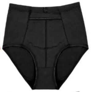 Women's High Waisted Zippered Front Pocket Pastel Girdle Panties Briefs Black